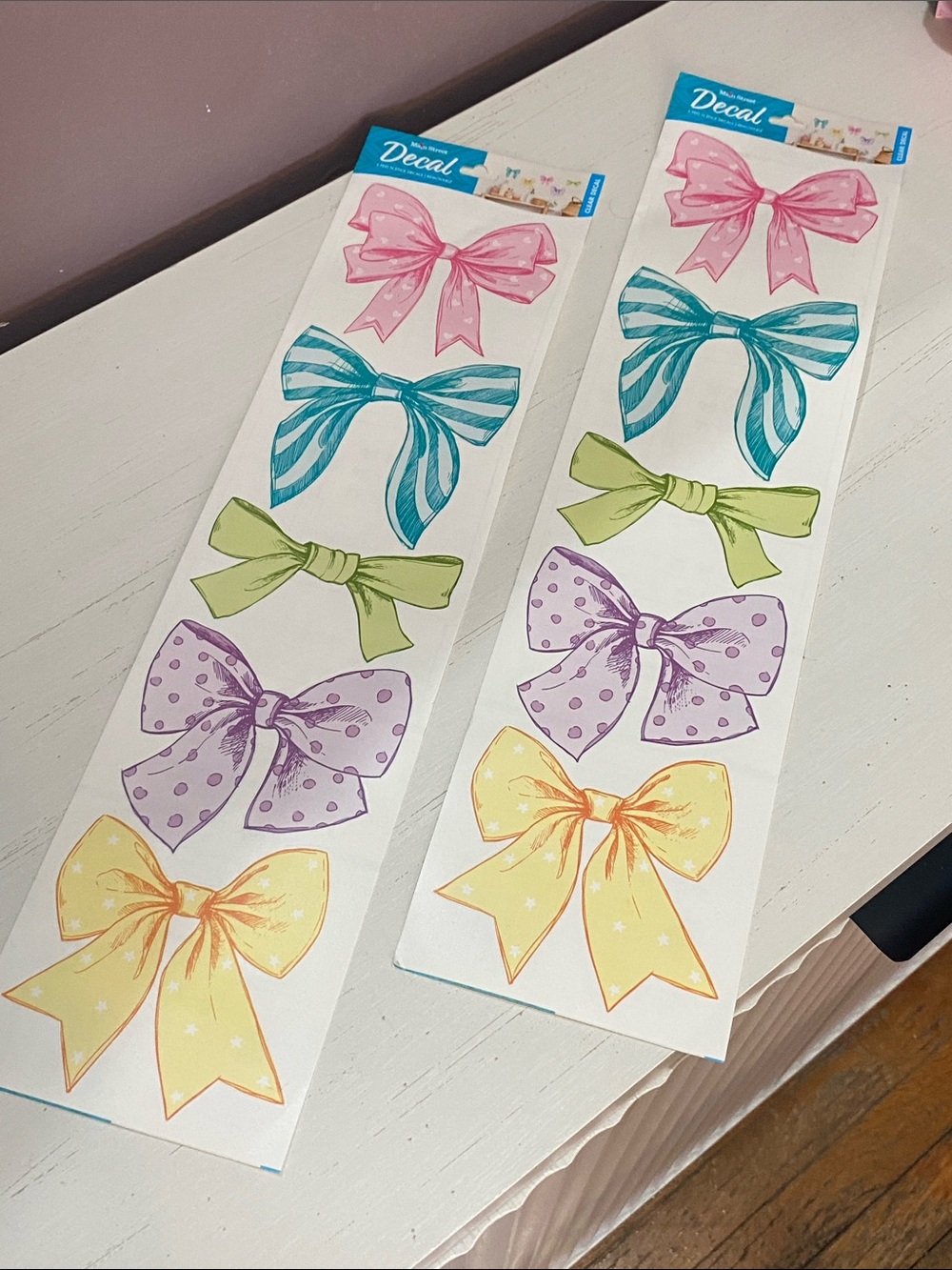 Decorative Bow Wall Decals — Pink, Teal, Green, Purple & Yellow